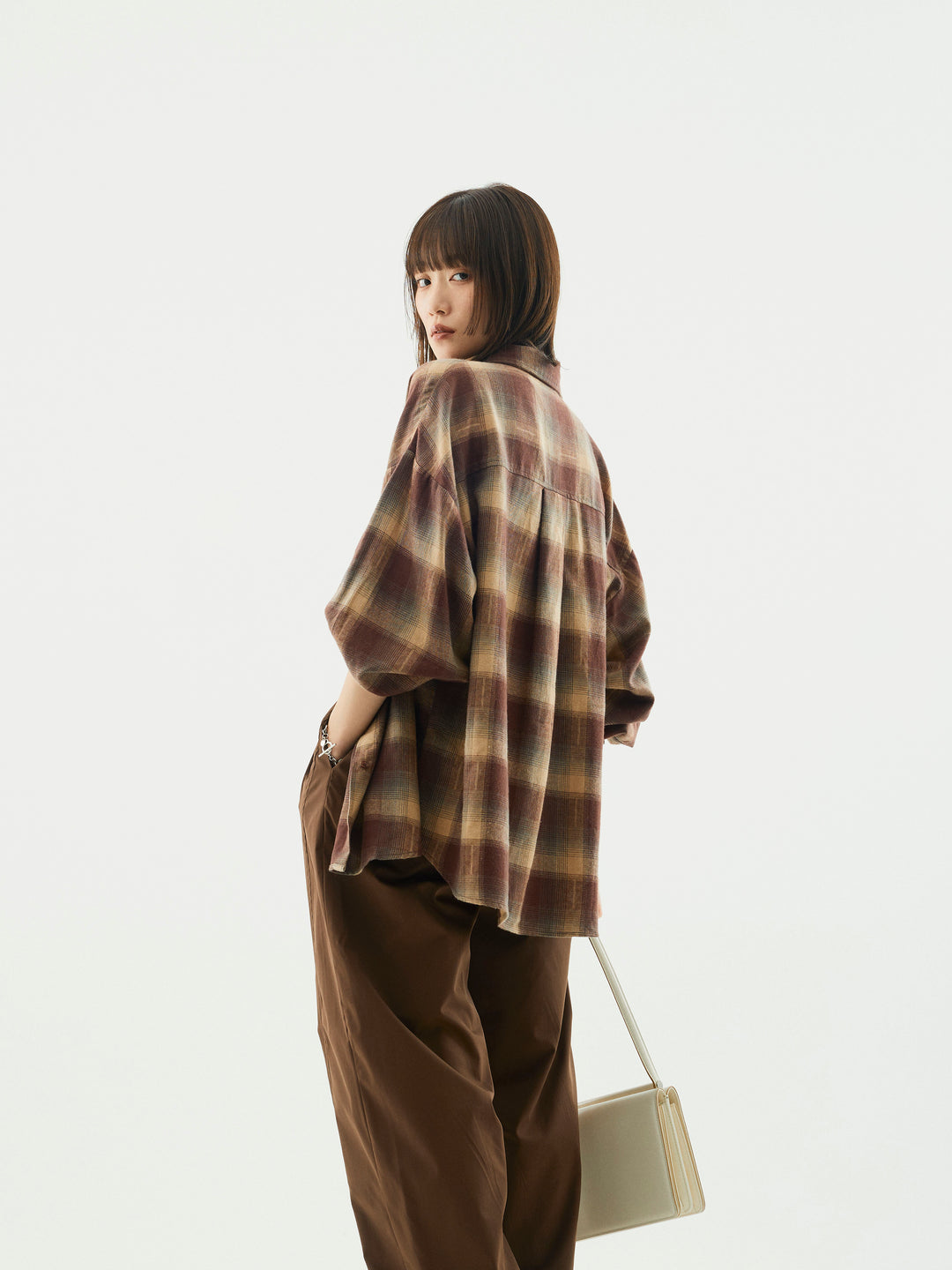 【Allure】[SET]オンブレチェックオーバーシャツ+オンブレチェックオーバーシャツ(2set)