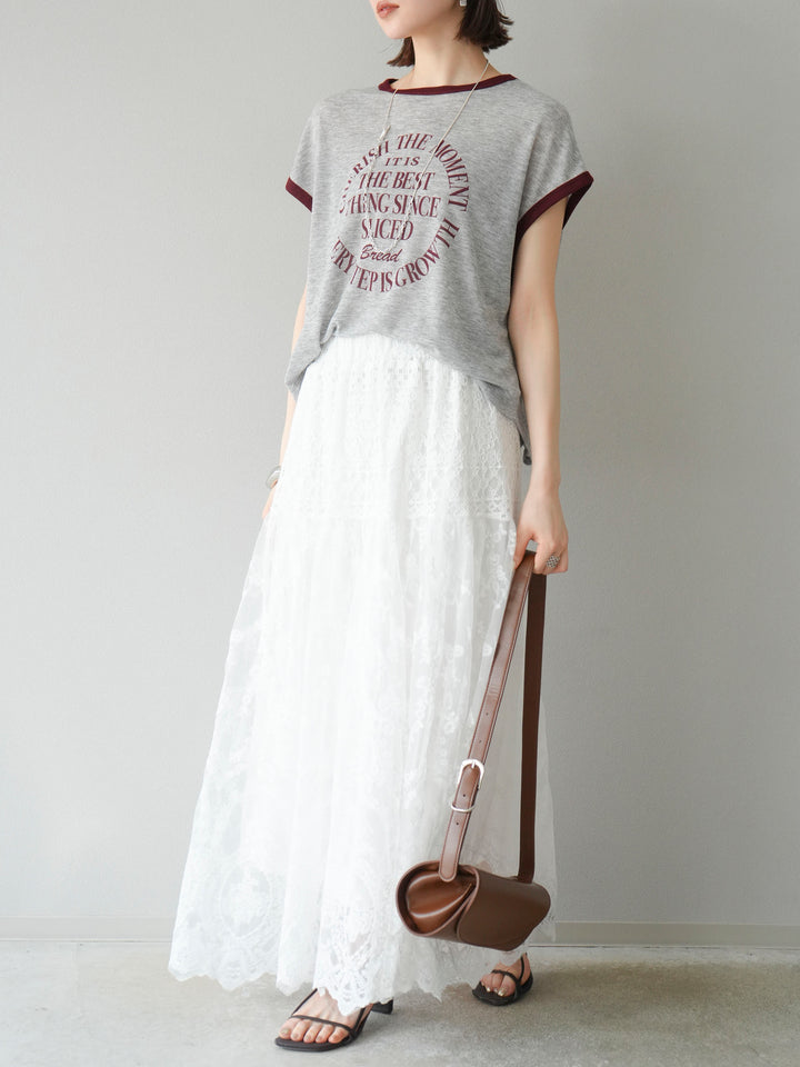 [予約]レースフレアスカート/ホワイト