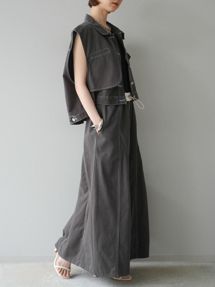 [SET]ステッチコットンツイルベスト＆スカートSET UP(2set)