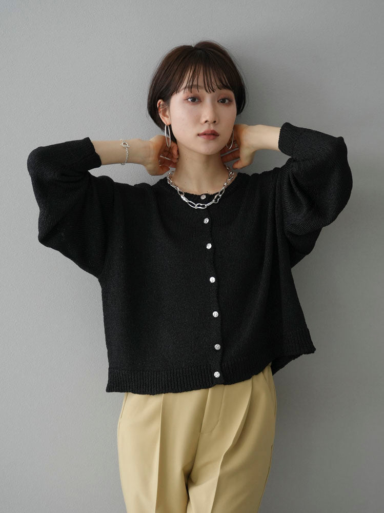 予約]メタルボタンラメニットカーディガン/ブラック – Lumier