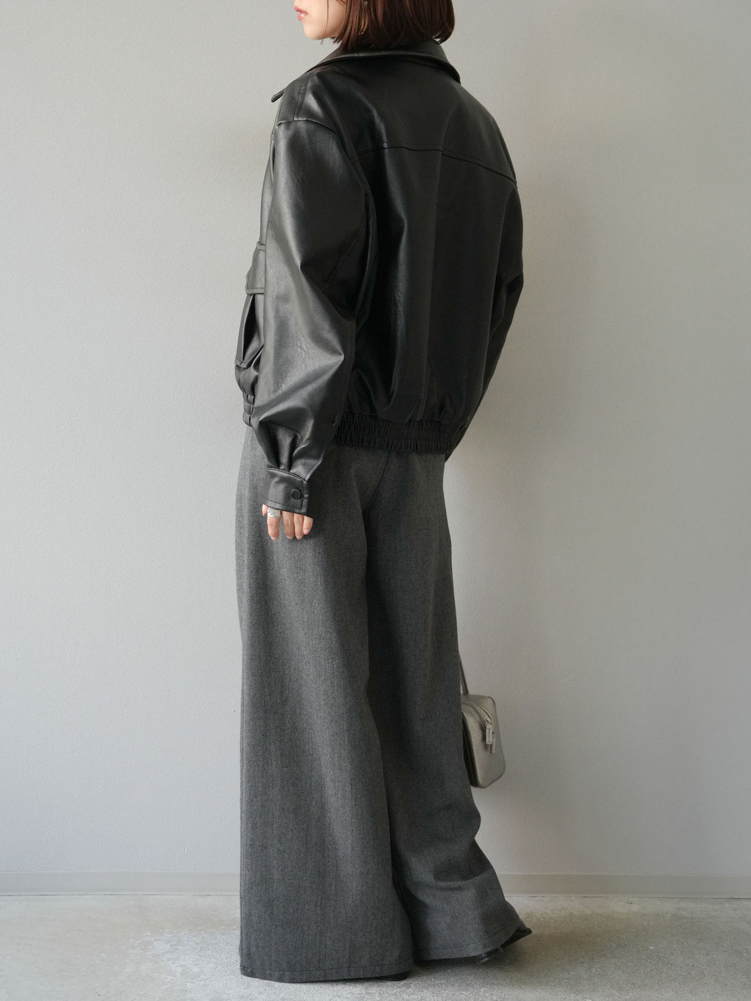 [予約]ツイードタッチタックワイドパンツ/ダークグレー