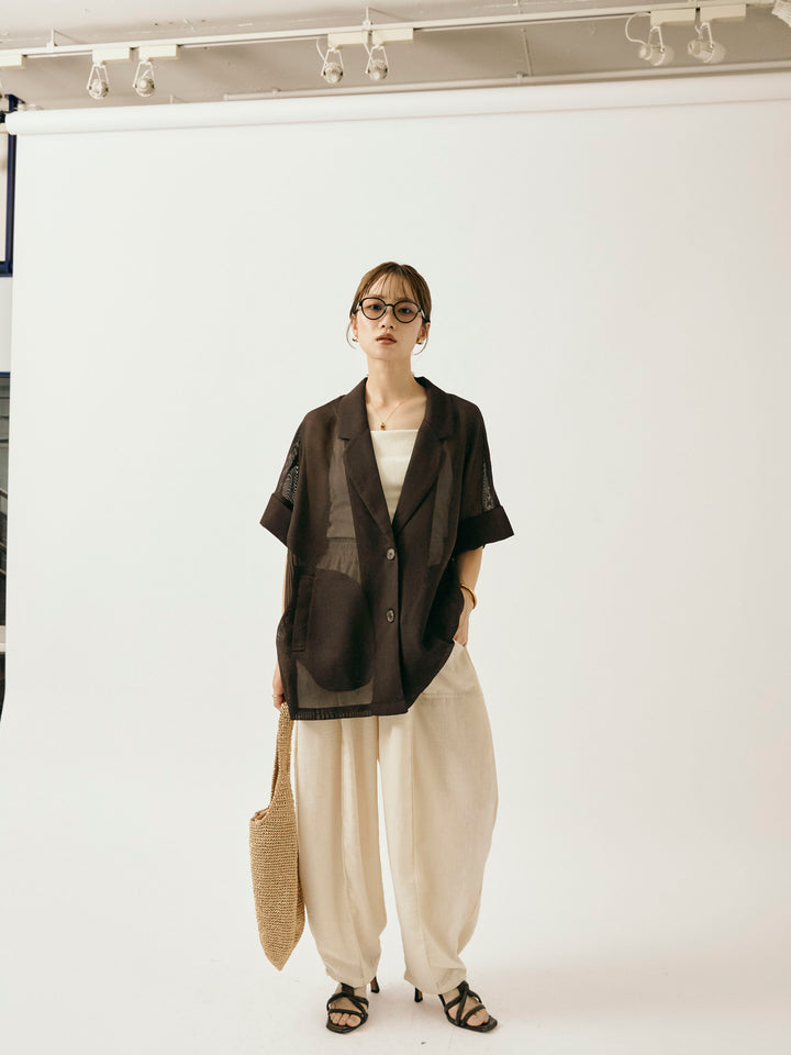 [予約]リネンライクベイカーバルーンパンツ/アイボリー