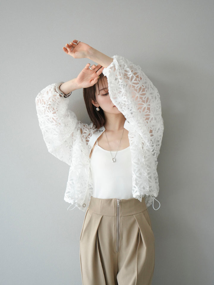 [予約]テープレースシアーブルゾン/オフホワイト