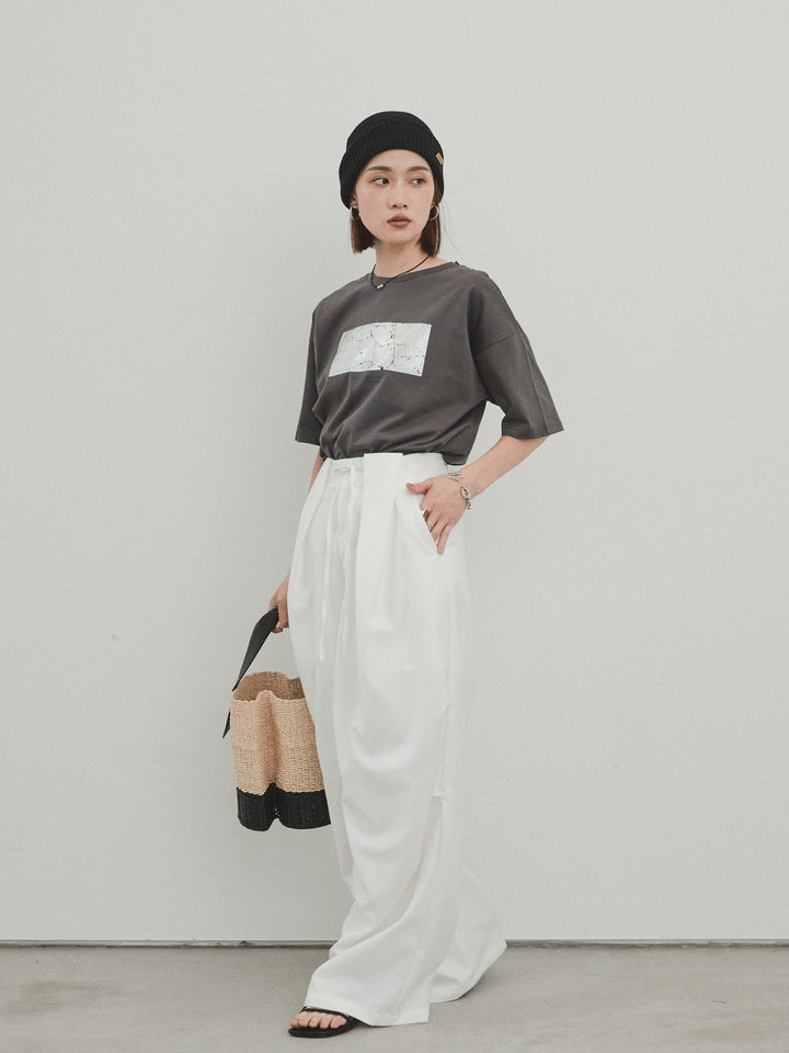 [預購] Design Loop 側邊褶褲/白色