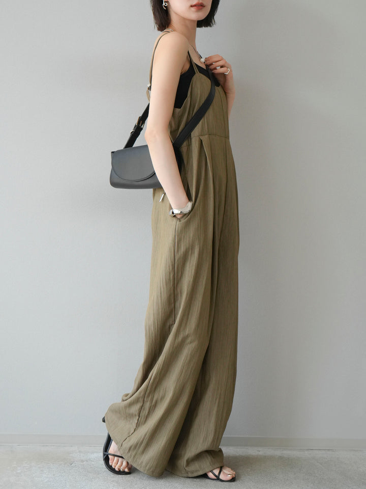 [予約]リネンライクビスチェデザインサロペット/グレージュ