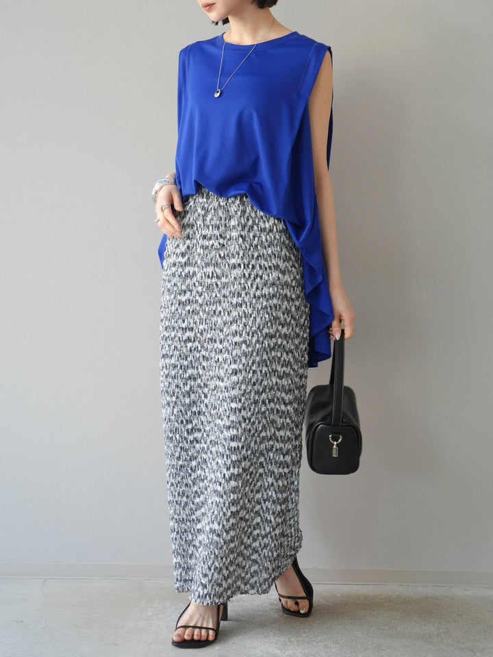 [予約]マルチカラーランダムプリーツタイトスカート/ブラック