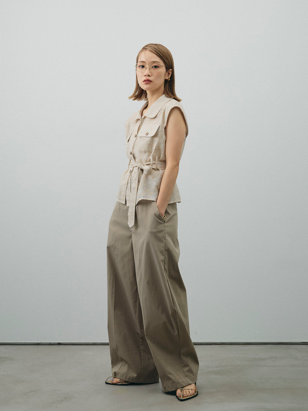 [予約]コクーンワイドチノパンツ/グレージュ