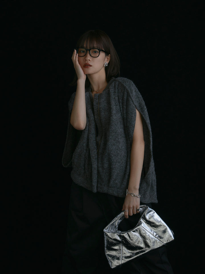 【Allure】[SET]ウール混コクーンブルゾン+タフタワイドカーブパンツ(2set)