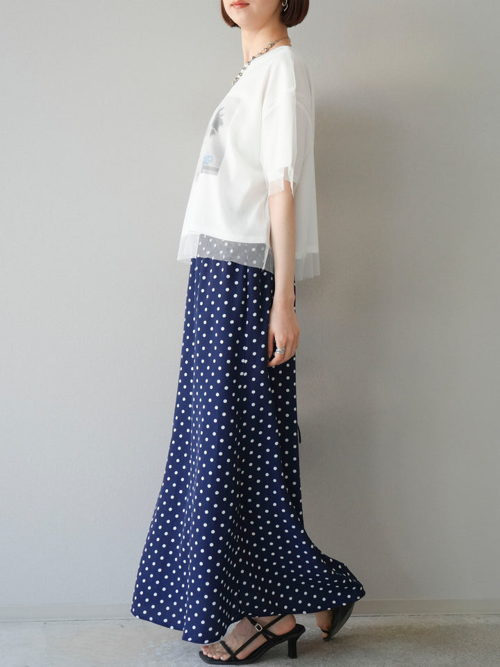 [予約]ドットAラインスカート/ネイビー