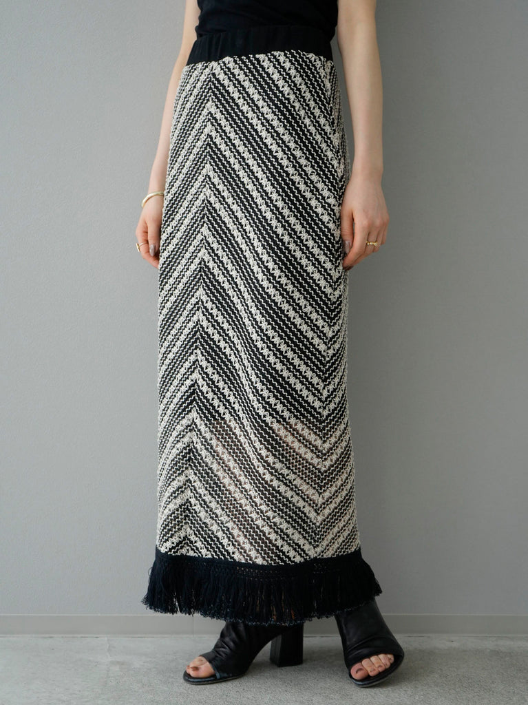 予約]クロシェフリンジIラインスカート/ブラック – Lumier 