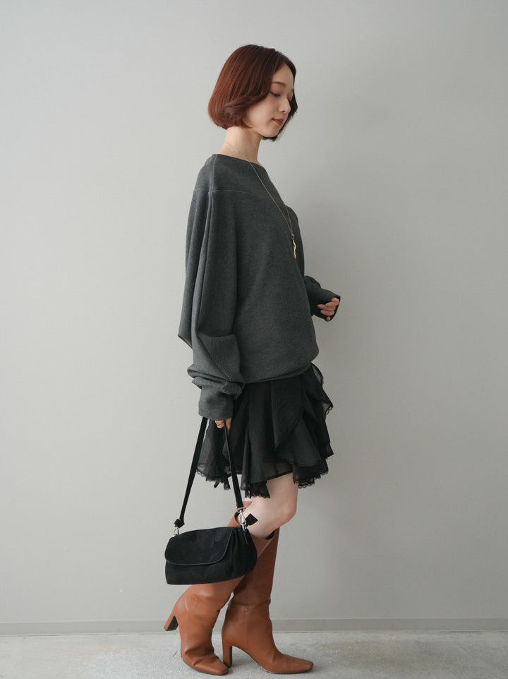 [予約]ラッフルレースミニスカート/black