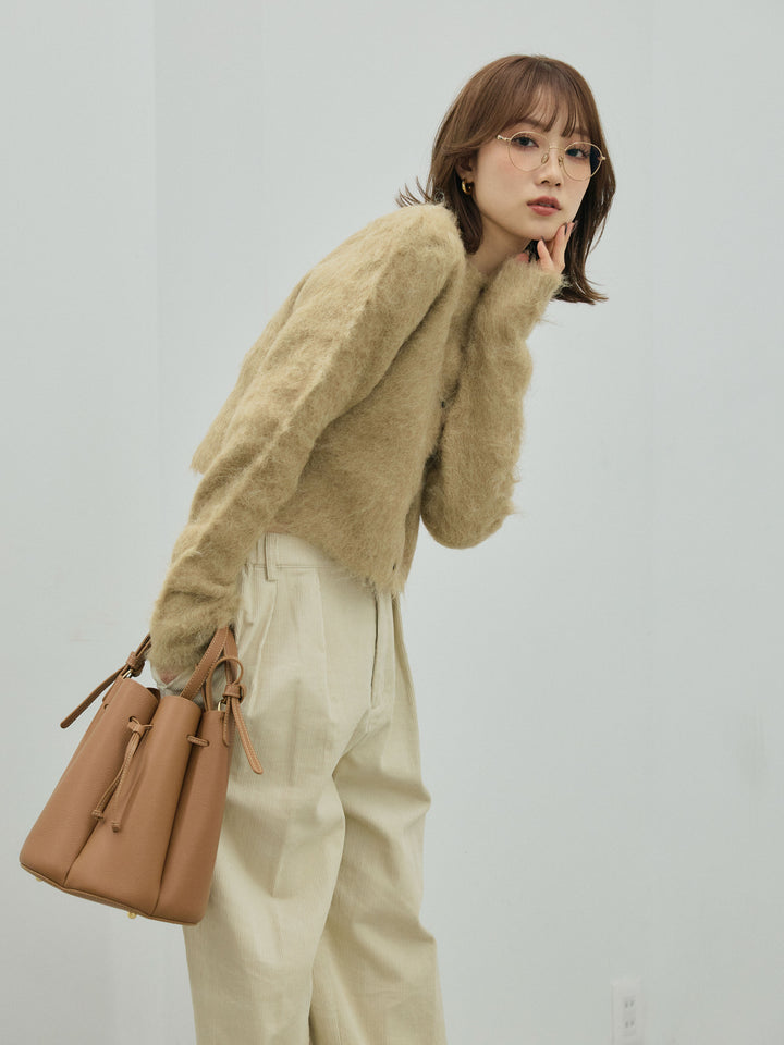 [予約]モヘアタッチクロップドニットプルオーバー/beige