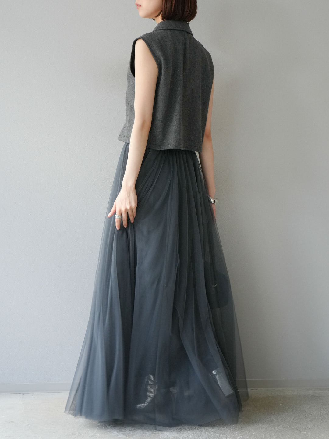[予約]チュールボリュームスカート/グレー