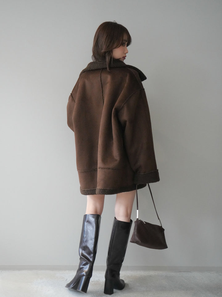 [SET]ポロニットプルオーバー＆ショートパンツSET UP+スタンドネックフェイクムートンミディアムコート(2set)