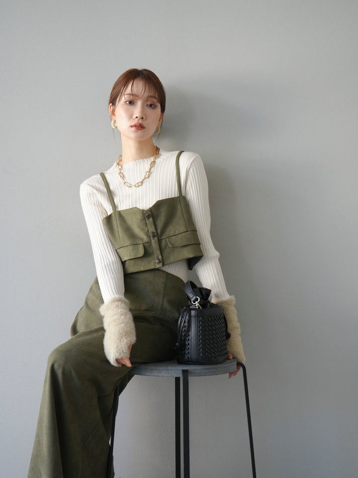 [予約]スウェードビスチェ/カーキ