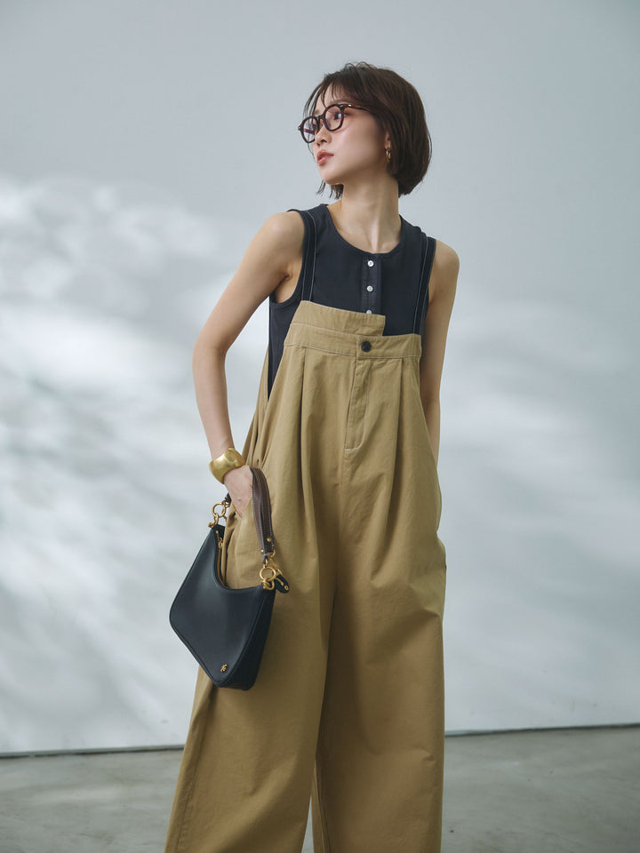 【Allure】[SET]カットオフコットンツイル配色ステッチサロペット+カットオフコットンツイル配色ステッチサロペット(2set)