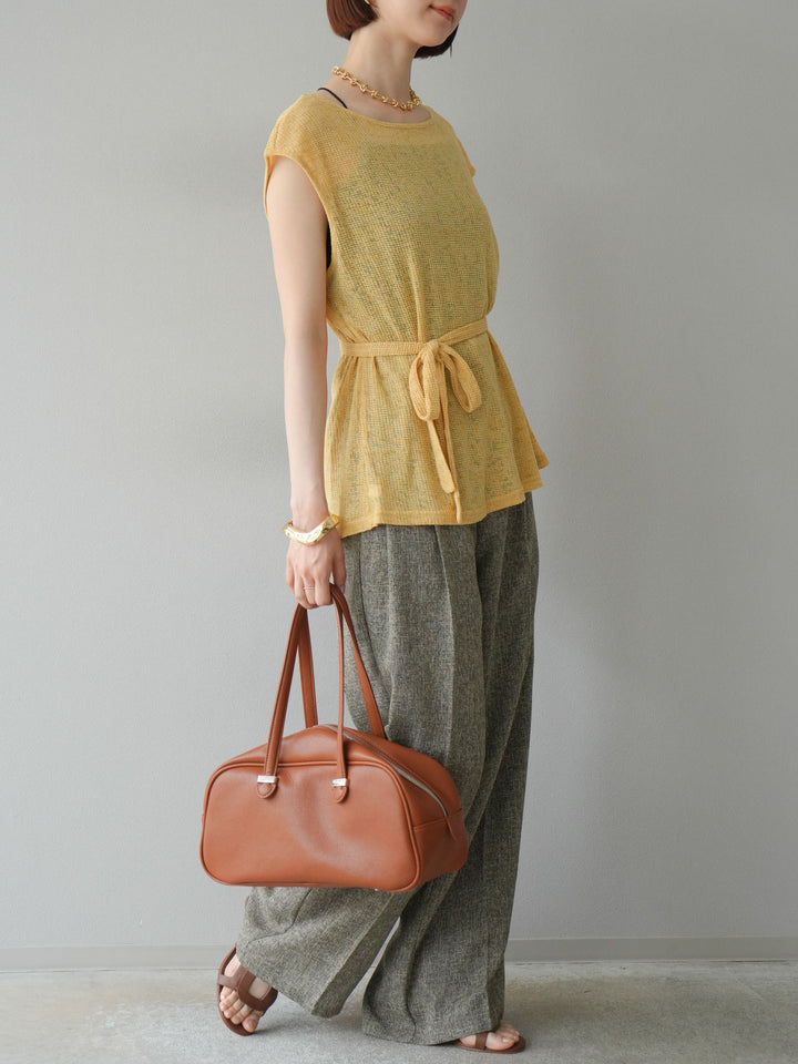 [予約]ミックスツイードタックパンツ/ブラウン