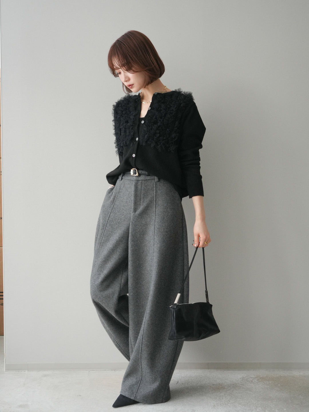 [予約]ウールタッチカーブパンツ/gray