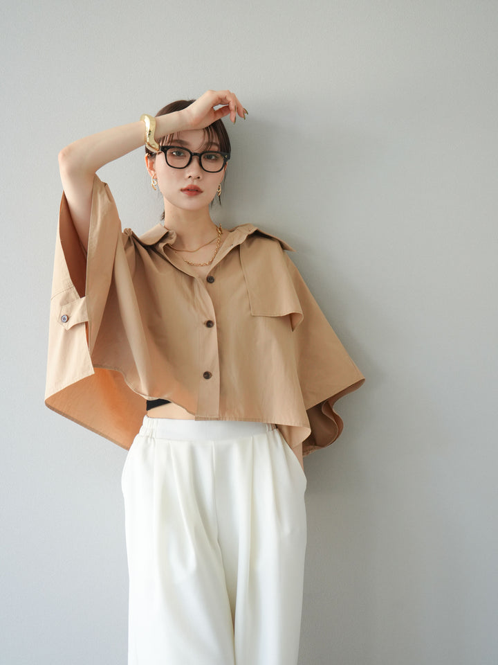 [予約]ポンチョショートシャツ/ベージュ