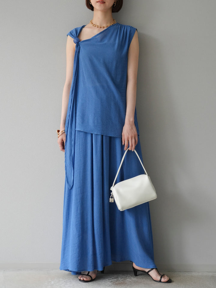 [SET]ビーズモチーフ楊柳ブラウス＆フレアスカートSET UP(2set)