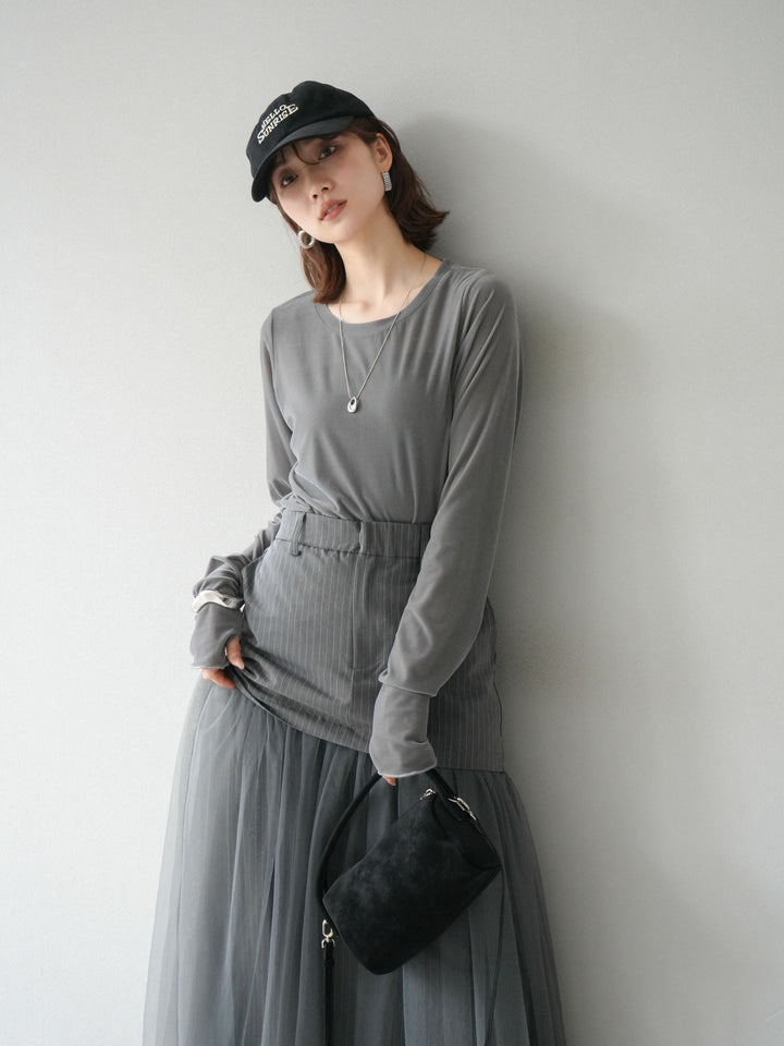 [予約]シアーベロアフィンガーホールトップス/グレー