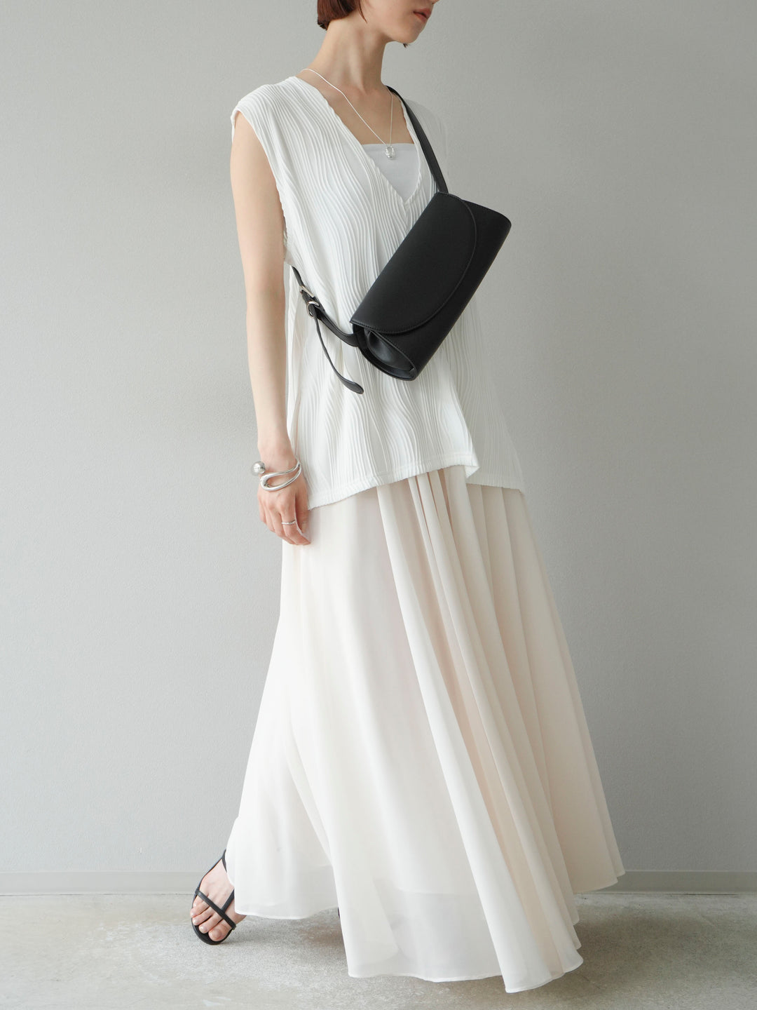 [予約]シフォンフレアスカート/アイボリー