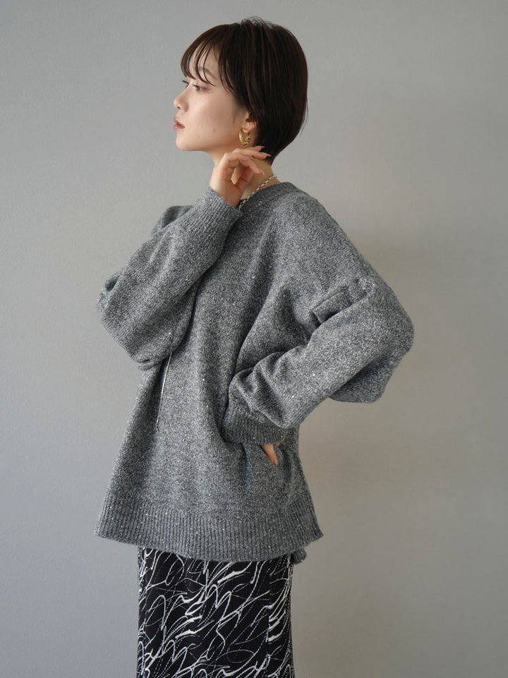 [Pre-order] Lamez Sequin Knit Pullover/Gray