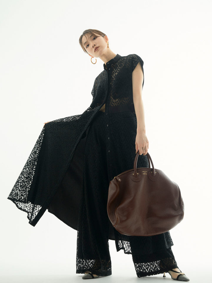 【Allure】[SET]レースサテン切替ワンピース+レースタックワイドパンツ(2set)