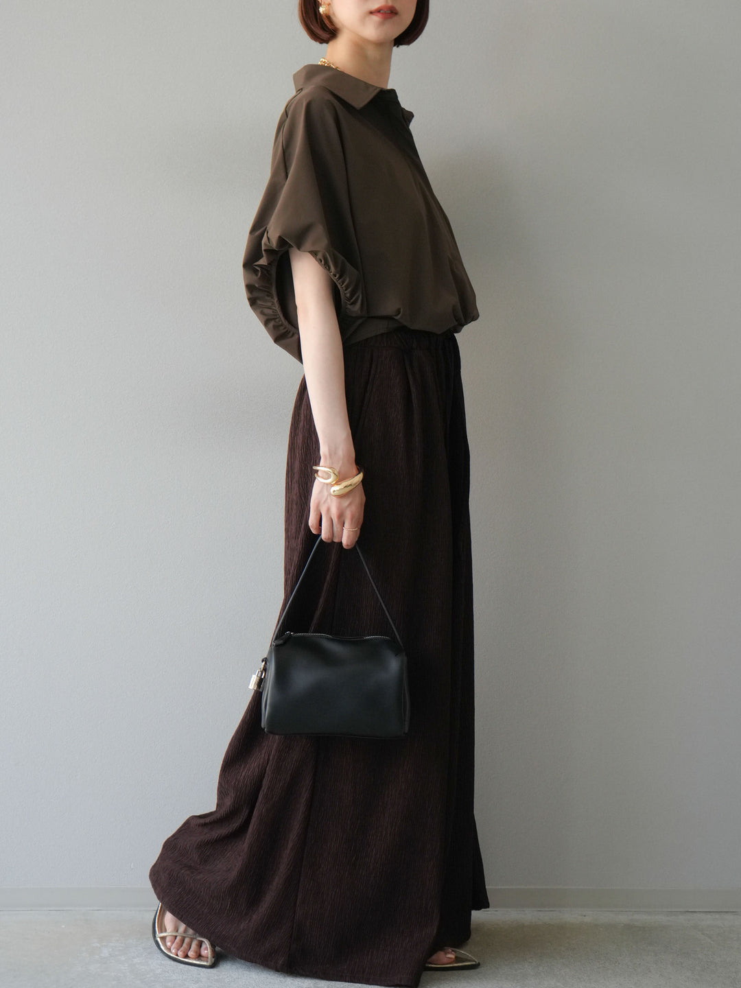 [予約]楊柳バギーパンツ/ブラウン