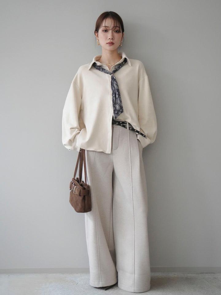 [予約]スカーフ付きスエードシャツ/ivory