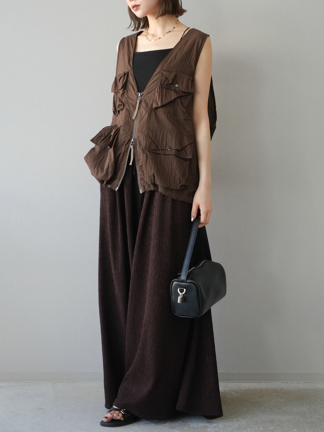 [予約]楊柳バギーパンツ/ブラウン