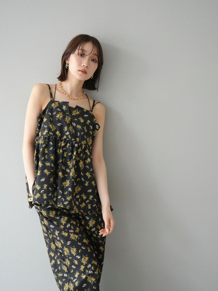[予約]ブーケプリントキャミソール/ブラック