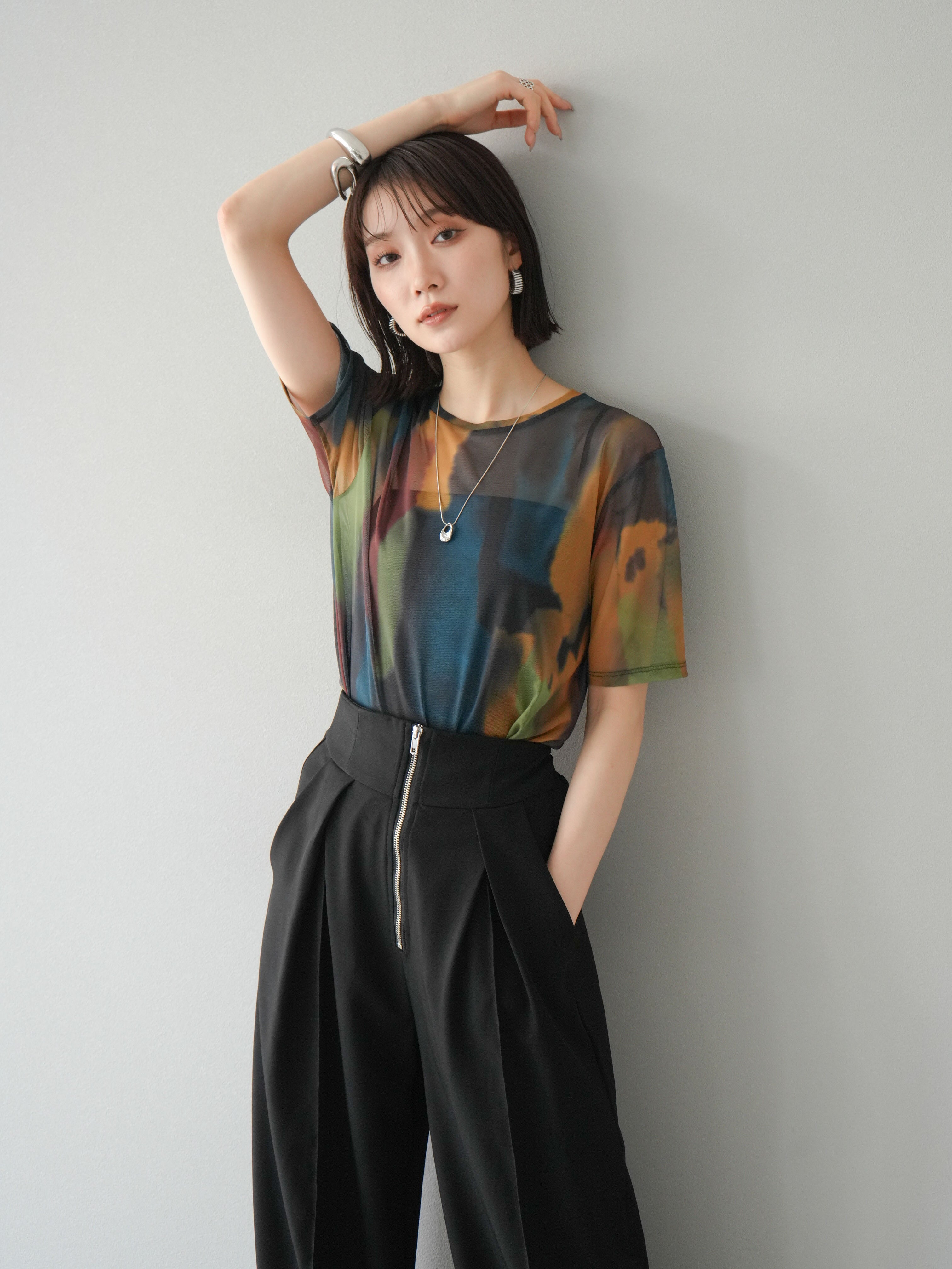 予約]水彩アートシアーTシャツ/チャコール – Lumier