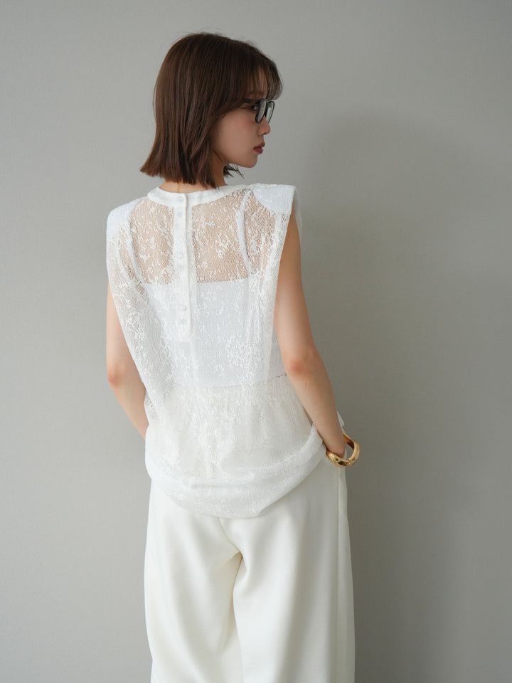 [予約]シャイニーレースプルオーバー/オフホワイト