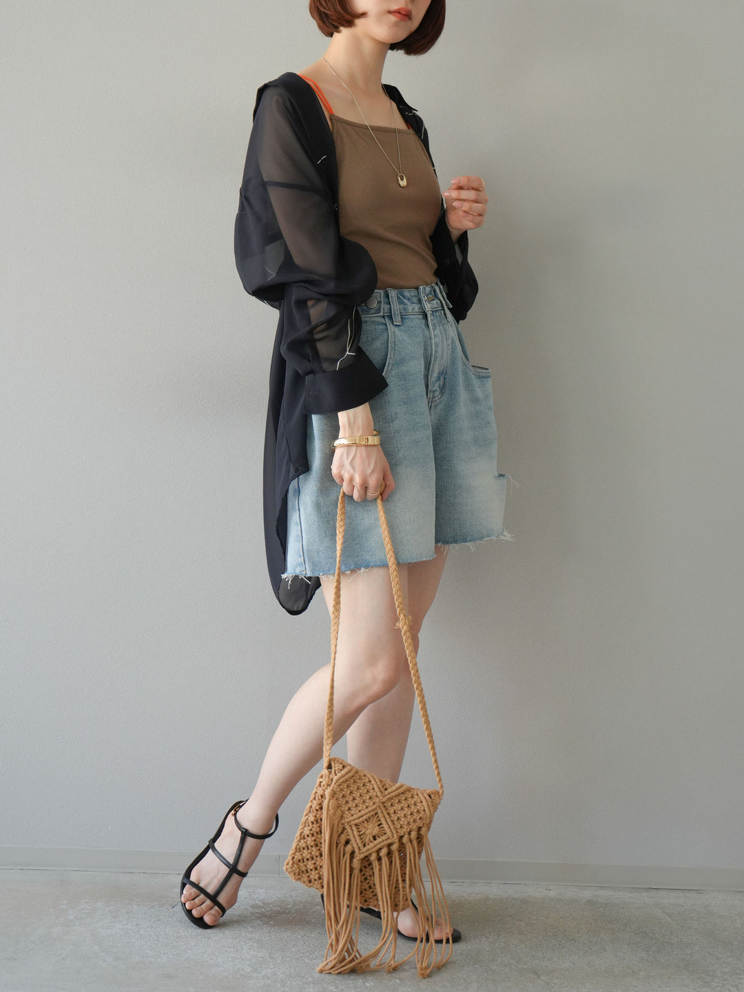 【預購】寬鬆半身牛仔褲/淺藍