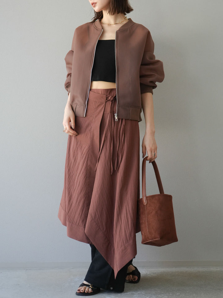 [予約]アシンメトリーレイヤードスカート/ブラウン