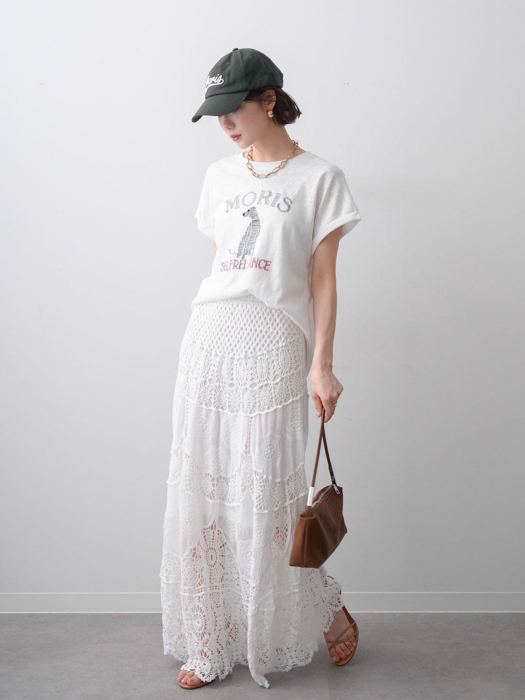 [SET]ドッグエンブロイダリーTEE+クロシェマキシスカート(2set)