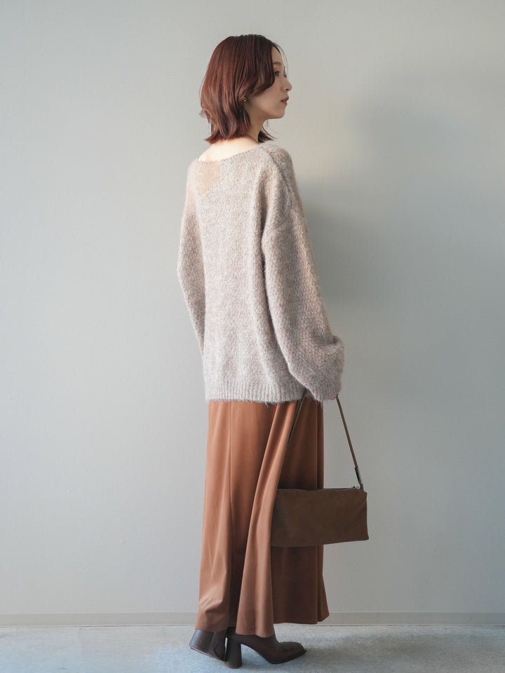 [予約]ベルベットナロースカート/camel