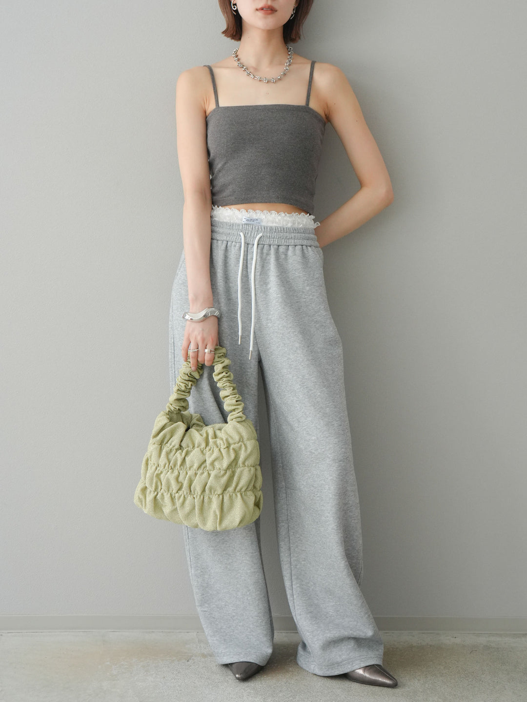 [予約]カップ付テレコリブベアキャミソール/モカ