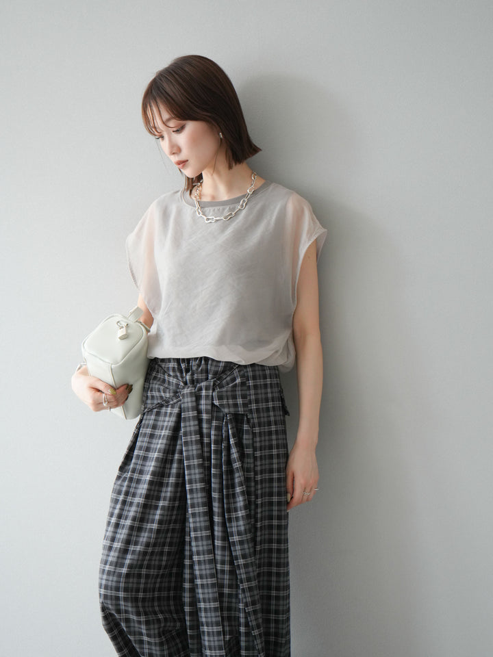 [予約]シアーレイヤードトップス/アイスグレージュ