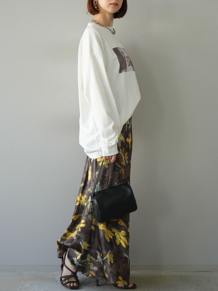 [予約]フラワーサテンスカート/イエロー