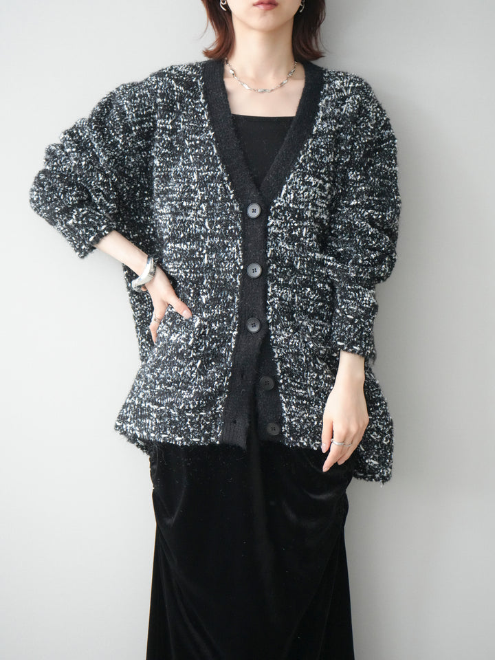 [SET]モールネップニットカーディガン+ギャザーベロアスカート(2set)