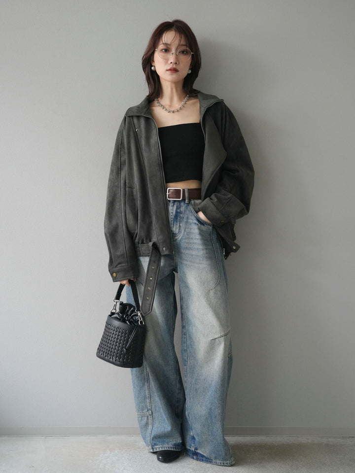 [予約]スエードライダースミドルジャケット/black