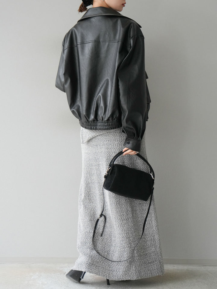 [予約]ブークレーニットIラインスカート/グレー