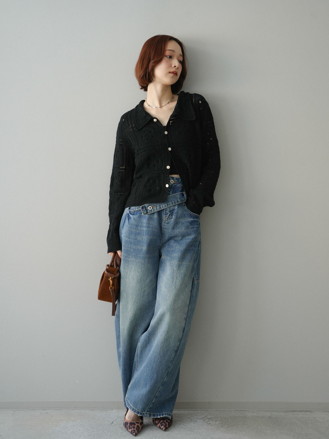 [予約]アシメデザインワイドデニムパンツ/blue