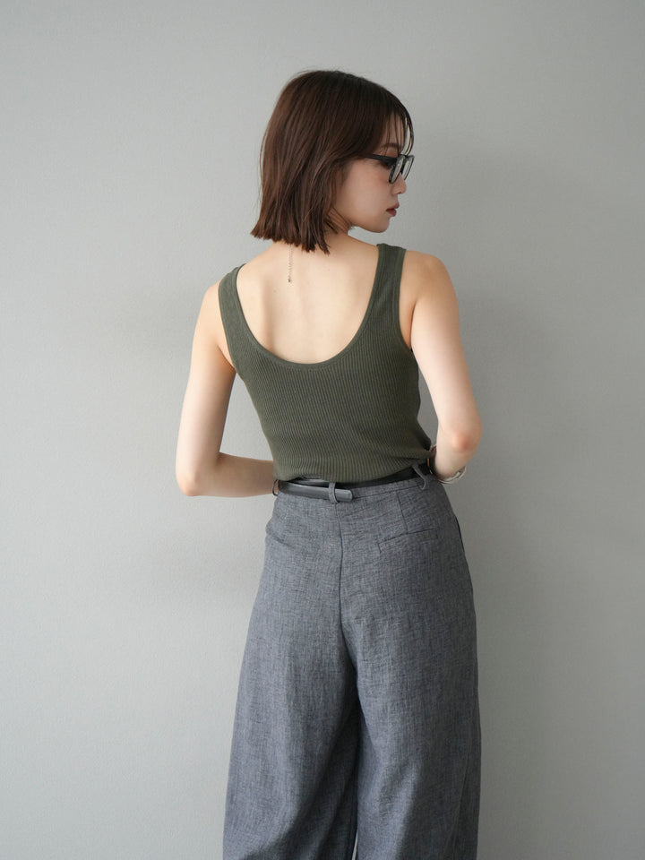 [予約]レーヨンニットタンクトップ/カーキ