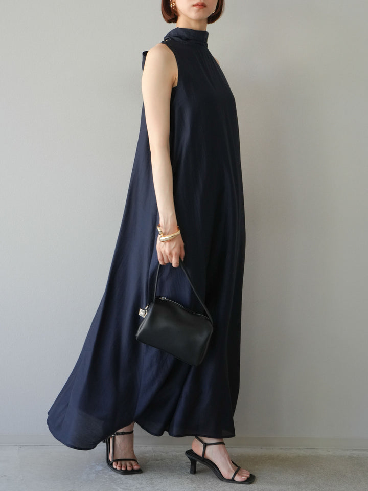[予約]シアーホルターバックオープンワンピース/ネイビー