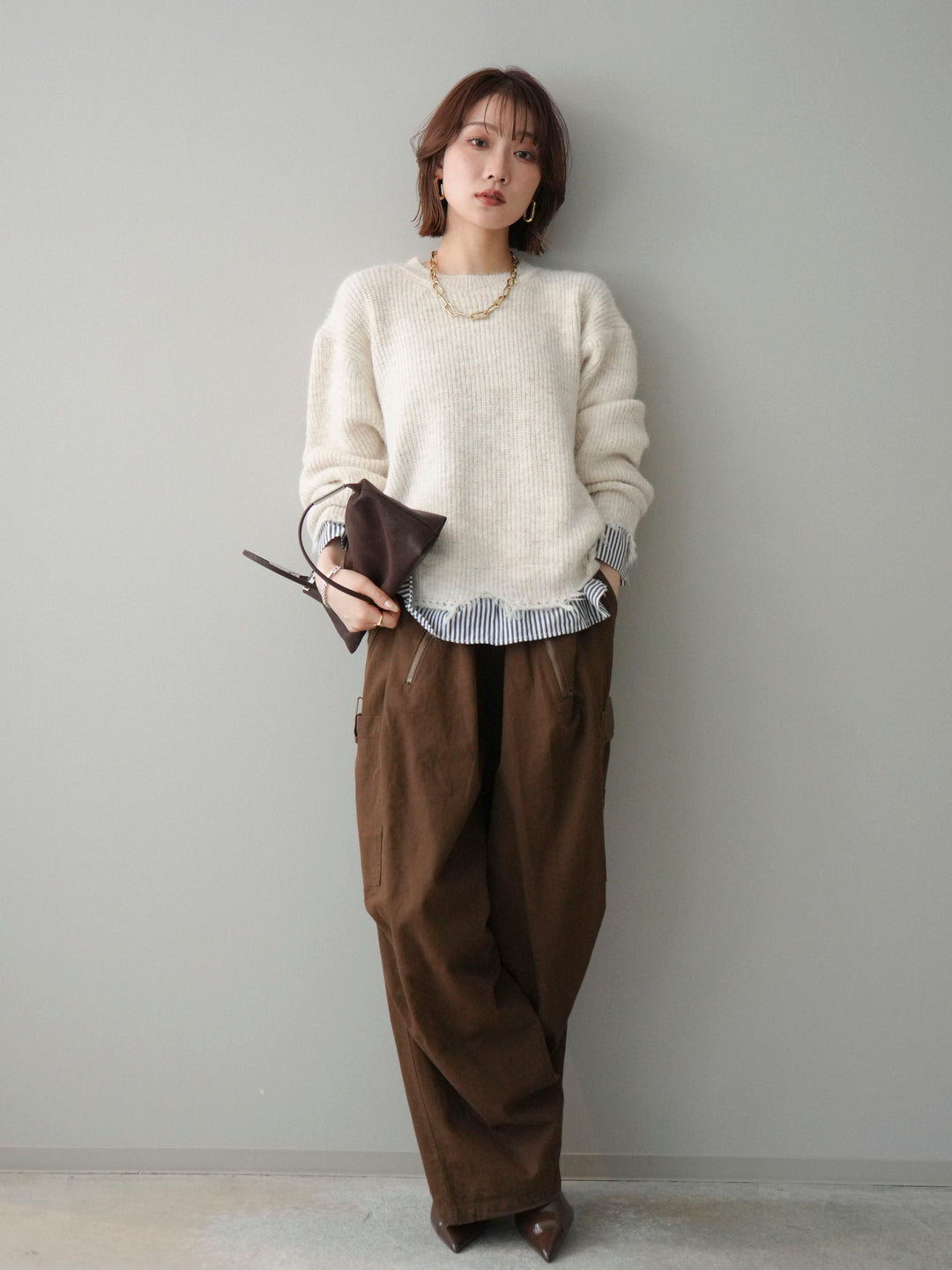 [予約]コットンタックループパンツ/brown