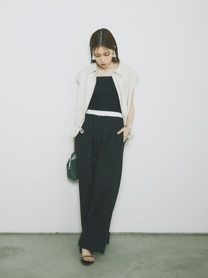 [予約]ダブルウエストスウェットパンツ/ブラック