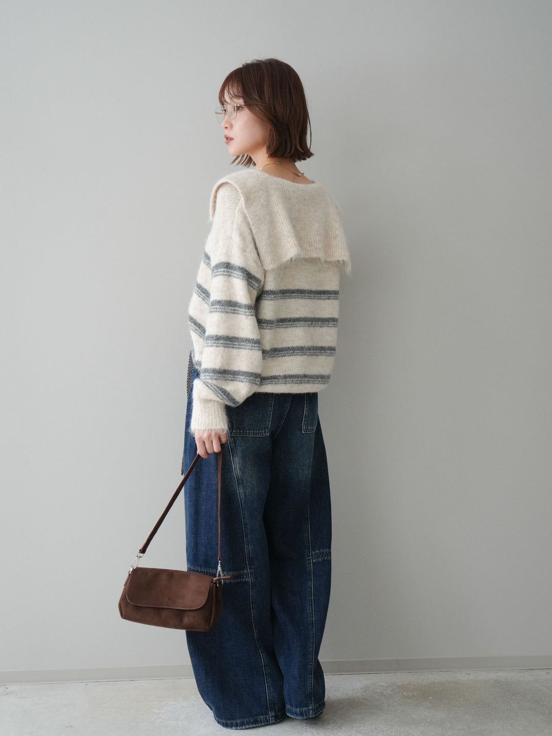 [予約]裏起毛加工デニムカーブパンツ/darkblue